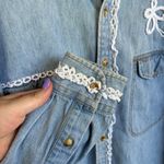 Gap Vintage  Denim Western Bow Shirt Button Down Coastal Cowgirl Dainty Large Photo 4