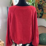 Free People  Found My Friend Red Boucle Popcorn Knit Pullover Sweater Photo 2