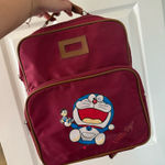 Vintage Dark Red Burgundy Doraemon Convertible Backpack Messenger Crossbody Bag Photo 0