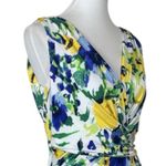 Ralph Lauren Lauren  Dress V-neck Jersey Knit Yellow Blue Floral Women’s Size 12 Photo 6