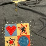 Vintage Women Hoodie Shirt Women 2Xl Stars Hearts 4th of‎ July Patriotic Blue Size 2X Photo 1