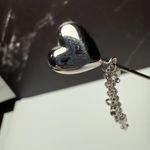 Trifari Signed Heart With Dangle Charms Silver Tone Lapel Stick Pin Photo 5