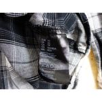H&M  Divided Womens Sz XS Plaid Flannel Oversized Shirt Chest Pockets Black White Photo 10