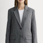 Everlane  Oversized Blazer Grey Herringbone Wool Career Office Womens 12 Photo 0