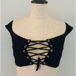Blue Life  Black Textured Lace Up Crop Top /Swim Top size Medium Photo 12