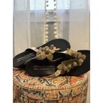 Donald Pliner Wedge Flip Flops Floral Embellishment Tan Leopard 7.5 boho fairy Photo 6