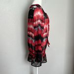 Gina Benotti Red Print Tie Neck Blouse Size Medium Photo 2