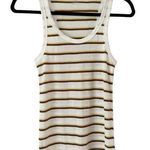 Aerie NWT White Brown Yellow Striped Waffle Knit Racerback Tank Top Size Large Photo 0