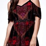 Kendall + Kylie Black and red patterned cold shoulder romper  Photo 0