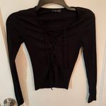 Mystique Boutique Black Long Sleeve Tie Up Shirt Photo 0
