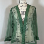 Colleen Lopez Sheer Green Kimono Jacket Lightweight Cover Up Size 2X Plus Photo 0