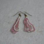 Source Unknown Pretty Pink White Triple Loop Beaded Prom Party Chic Silver Tone Earrings Photo 0