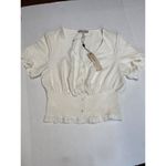BCBGeneration Women's Fitted Smocked Waist Ruffle Hem Button front size M (b2) Photo 3