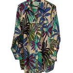 NWT True Destination Womens Sunset Shirt Swim Coverup blue white green large Photo 0