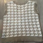 Jessica Simpson Houndstooth Sweater Vest Tan Mocha Cream Size Medium Photo 5