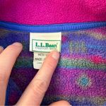Vintage 90s LL Bean Purple Printed Fleece Zip Up Sweater, Size Medium Pink Photo 3
