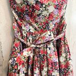 Papaya  Strapless Floral Fit & Flare Smocked Back Boho Cottagecore  Medium Lined Photo 5