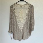 Wallflower Cream Knit Cardigan Kimono Sweater Size XL Tan Photo 3