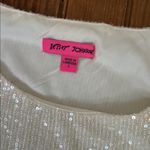 Betsey Johnson  off White Sequin Short Sleeve t shirt style mini dress NWOT large Photo 1
