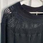 Free People  Spring Valley Black Thermal Lace-Trim Top W-128 Sz Small Photo 4