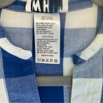 Anthropologie  Whit Two Blue and White Pleated Puff Sleeve Gingham Dress Photo 7