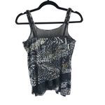 MiracleSuit  Tankini Top Underwire Tiered Mesh Animal Print Metallic Black Gray 8 Photo 2