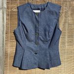 ZARA  Tailored Waistcoat Vest Top Blue 100% Medium Womens Photo 5