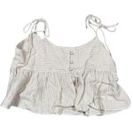 POL Beige Striped Tie Strap Ruffle Peplum Top Size Small Photo 2