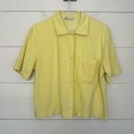 ZARA Women’s Small Yellow Terry Cloth Button Down Crop Top Spring Summer Photo 0