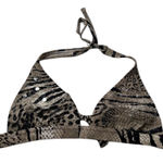 Hermanny Bikini Top Beige Black Zebra Print Sequins 6 Tan Photo 0