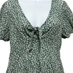 Abercrombie & Fitch Women Top L Green Ditzy Floral Tie Front Cottagecore Boho Photo 5