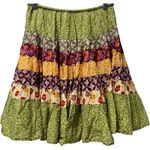 Free People NWT  Many Layers Printed Skirt Full Flowy Boho Scarf Stripes Earthy M Photo 5