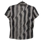 Jamie Sadock Blouse Retro Geometric Black White Athletic Golf Polo Shirt Small Photo 2