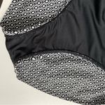 DKNY Swimsuit One Piece Geometric Padded Shelf Bra Ruching Boning Black White Photo 3