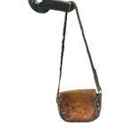 Roberta Vintage Brown Tooled Leather Saddle Bag Purse Floral Design Photo 5