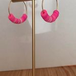 Handmade Hoops With Pink Clay Discs Photo 0