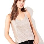 Loft  Double-V Metallic Shimmer Cami Top Women’s Size Medium Pink Champagne NWT! Photo 0