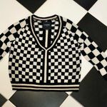Le Superbe Zephyr Black White Check V-Neck Sweater Cashmere Sparkle Checkered M Photo 7