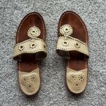 Jack Rogers Cream and Brown Sandals with Perforated Leather Strap Photo 0