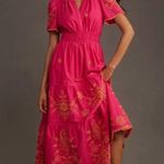 Anthropologie NWT Maeve Somerset Maxi in Pink Embroidered Edition Dress L Photo 0
