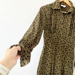 Topshop Khaki Green Floral Split Front Shirt Dress Photo 4