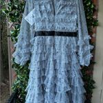 Maddison Polka Dot Maxi Dress in Dusty Blue Size Medium Gray Photo 8