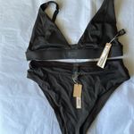 SKIMS  Swim Bikini Set plunge bikini‎ top and mid WAIS bottom, color onyx size XL Photo 1