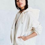 Urban Outfitters Silence + Noise Cream Quilted Velvet Hoodie Jacket Photo 1