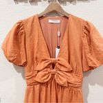 ASTR  Citrine Linen Bow Front Midi Dress Turmeric Orange One Size NWT Photo 6