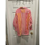 Beach Riot  Alexa‎ Coverup Sunset Pink Red Striped Button Front Petite Large Photo 4