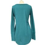 Chaser  Waffle Knit Button Cuff Top – Teal – Size Small EUC Casual Fall Layer Photo 5