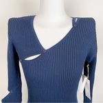 Moon River  Navy Knit Long Sleeve cut out Dress Photo 1