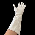 HENRY MORGAN & CO White Gloves Embroidered Fabric Formal Gauntlet Style VINTAGE Photo 2