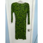 London Style Y2K VTG Dress Size 8 Green Faux Wrap 3/4 Sleeve Office Siren Twee Photo 3